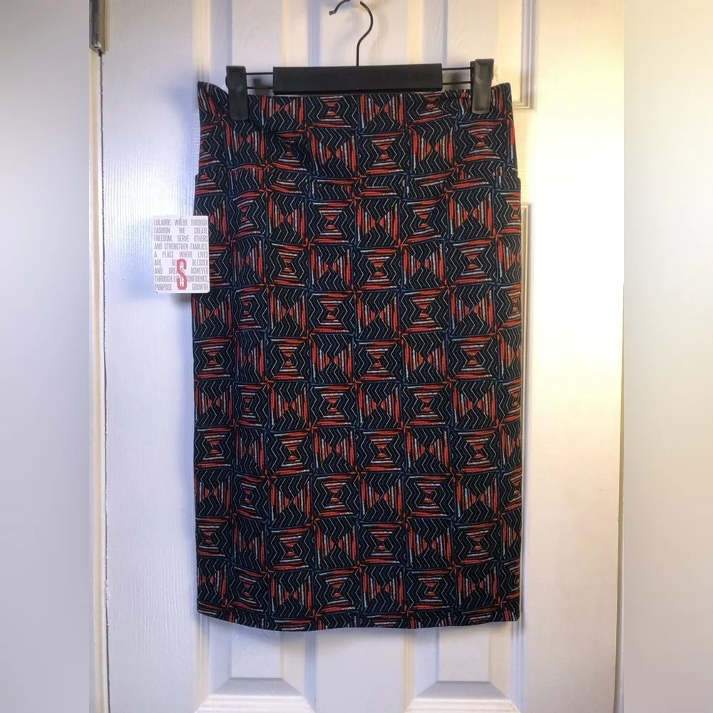 LuLaRoe Navy & Red Geometric Pencil Skirt NWT S
